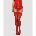 Stockings with Garter Obsessive OB1489 Red L/XL