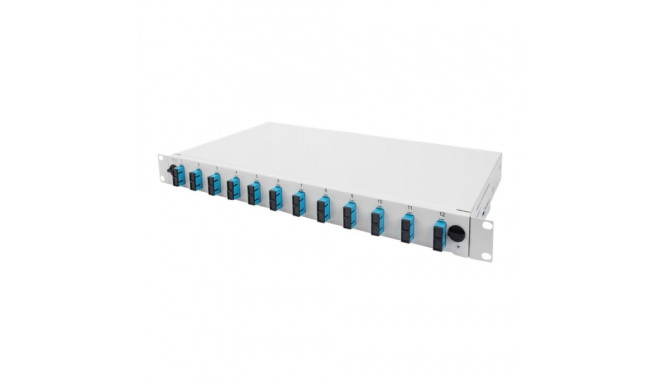 Fiber Optic Splice Box Front Panel, quick lock, 12x SC DX, 1U | DN-96200-QL | Grey