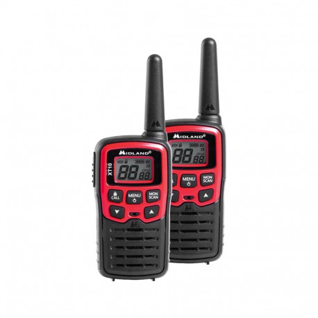 Midland XT10 kahesuunaline raadio 16 kanalit 446.00625 - 446.09375 MHz must, punane