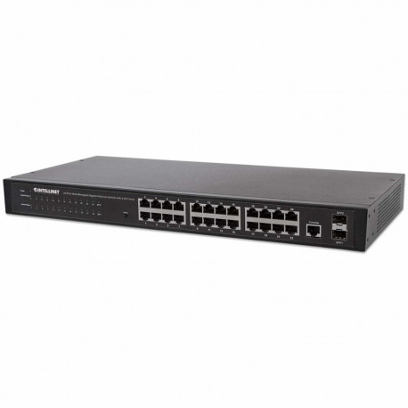 Intellinet võrgulüliti 24-pordiline (RJ45) raki paigaldatav gigabit 4 SFP-porti web-smart 10/100/100