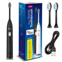 Promedix sonic toothbrush, black color, 5 modes, timer, level indicator battery, 2 ends, USB cable, 