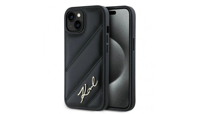 Karl Lagerfeld Diagonal Quilted Script case for iPhone 13 - black