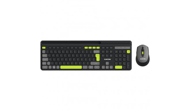 CANYON HSET-W5 EN Keyboard+Mouse AAA+AA Wireless Black