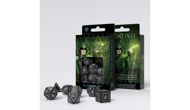 Elvish Dice Set Black And White Colors