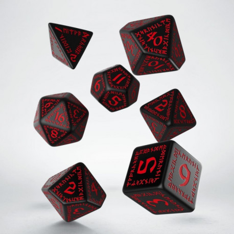 Runic Dice Set Black And Red Colors