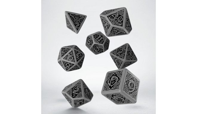 Celtic 3D Revised Dice Set Gray And Black Colors