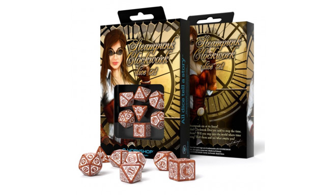 Steampunk Clockwork Dice Set Caramel And White