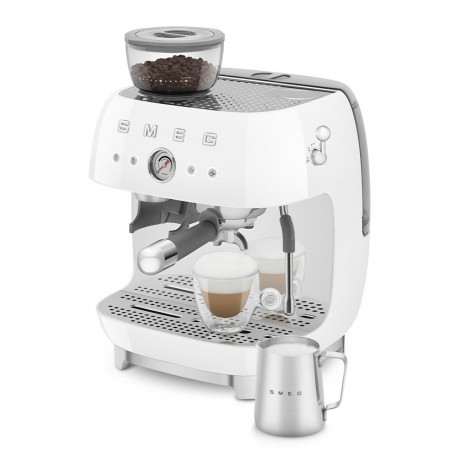 Espresso Machine With Integrated Grinder Smeg 50's Style White