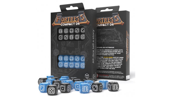 Q-workshop Fortress Compact D6 Black & Blue Dice Set