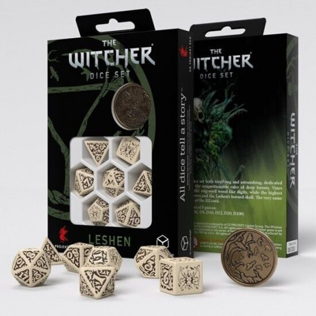 Dice Set - Q-Workshop The Witcher Leshen, 8 Pieces, Beige