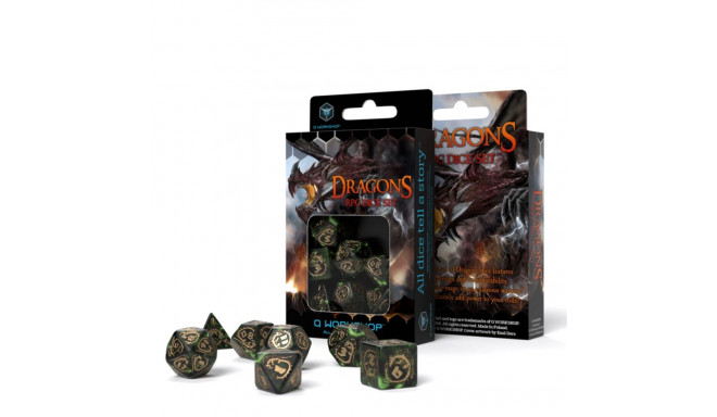 Q Workshop Dragons RPG Dice Set (Green & Gold Sp )