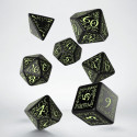 Elvish Dice Set Black And Fluorescent Colors Glow In The Dark