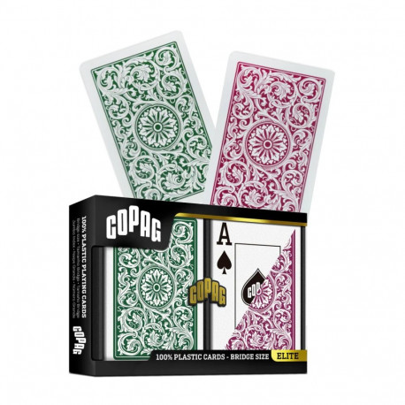 Copag Elite Bridge Jumbo Index Playing Cards Double Deck (Burgundy & Green)