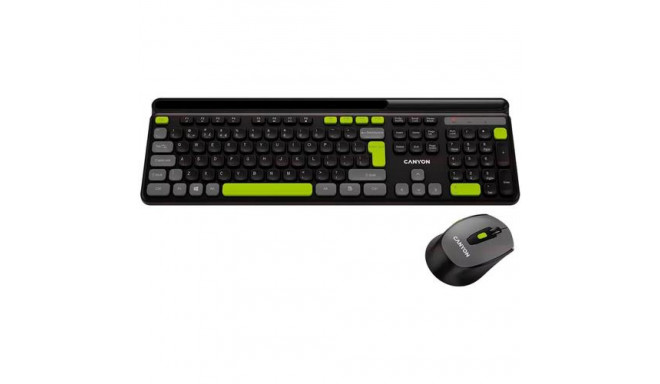 Canyon HSET-W5 keyboard Mouse included Home/Office RF Wireless QWERTY US English Black