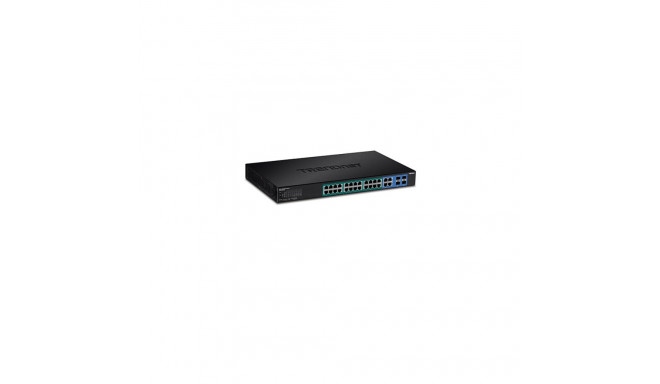 PoE Switch: 24 x 10/100/1000Mbps Web Smart PoE+, 4 x jagatud Mini-GBIC (SFP) pesa, räkitav