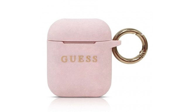 Guess Guess GUACCSILGLLP AirPods cover light pink / pink Silicone Glitter