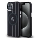 - Mercedes Liquid Silicon Stripes Pattern MagSafe Case for iPhone 15 Black