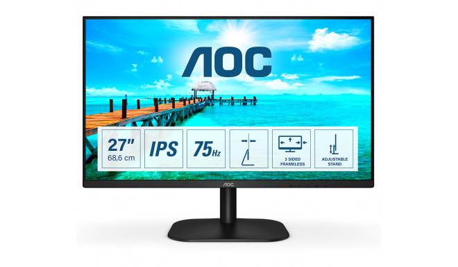 AOC B2 27B2DA LED ekraan 68,6 cm (27") 1920 x 1080 pikslit Full HD Must