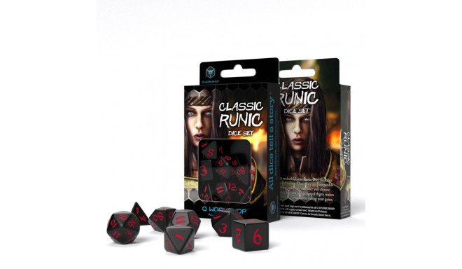 Classic Runic Dice Set Black And Red Colors
