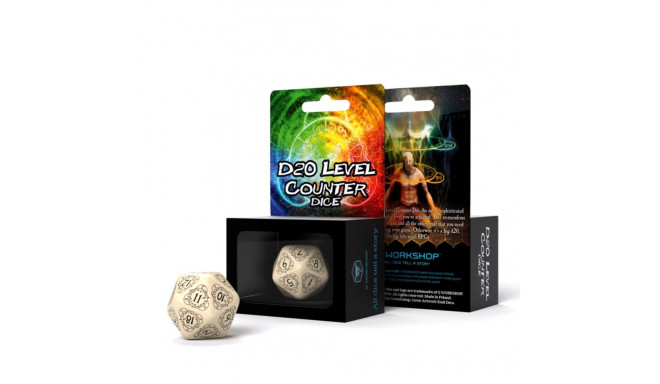 D20 Level Counter Dice Sand and Black Colors