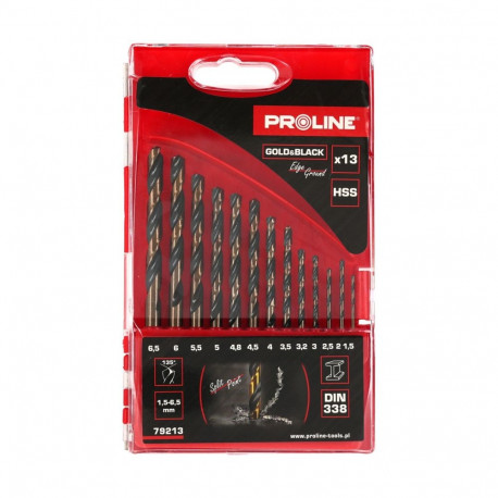 proline HSS metalli puuride komplekt DIN338, lihvitud, 13 tk (1.5–6.5 mm)