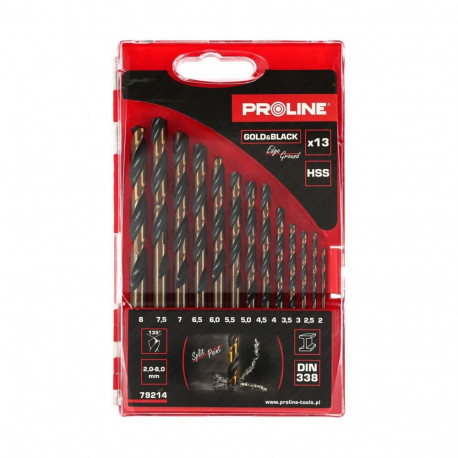 proline HSS metalli puuride komplekt DIN338, lihvitud, 13 tk (2-8 mm)
