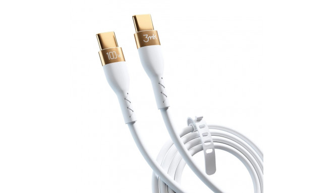 3mk Hyper Silicone Cable USB-C / USB-C 100W 2m - white