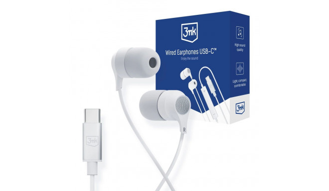 USB-C 3mk Wired Headphones - white