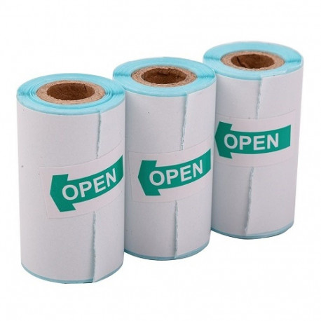 Adhesive Paper for Thermal Printer, D30mm X 52mm, 3 Rolls