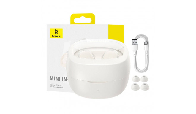 Wireless headphones Baseus Bowie WM02 TWS, Bluetooth 5.0 (white) OS