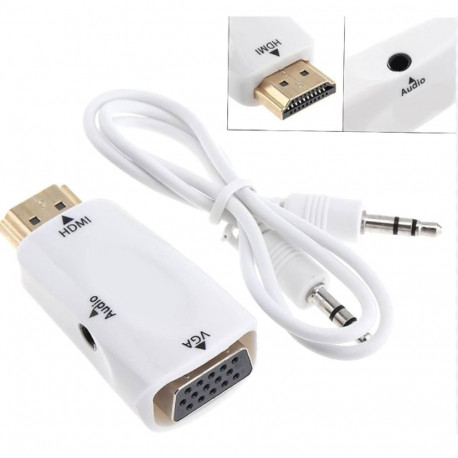 Fusion video signal converter HDMI to VGA (+audio) white