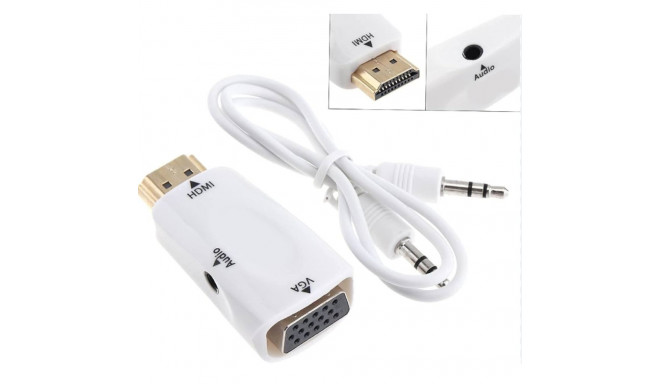 Конвертер видеосигнала HDMI в VGA (+аудио) белый