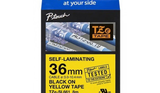 BROTHER TZESL661 36 MM BLACK ON YELLOW SELF LAMINATE