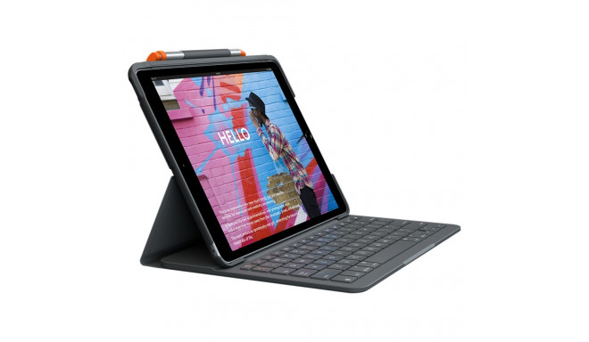Tahvelarvuti ümbris+klaviatuur Logitech Slim Folio, Bluetooth, Pan Nordic, graphite, for Apple 10.2-