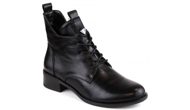 Insulated lace-up and zipper ankle boots M.Daszyński W SAN18, black (40)