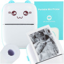 Mini termosildi fotoprinter + USB-kaabel cat blue