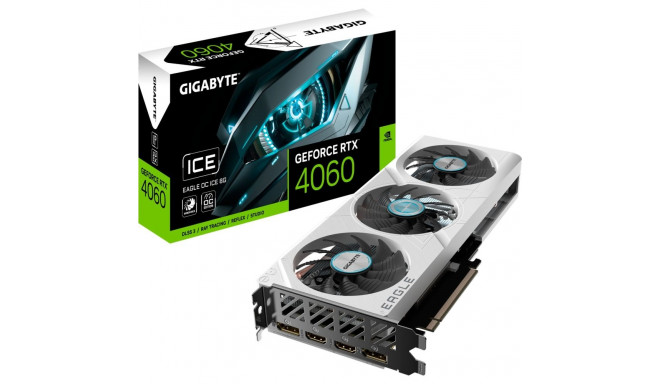 GIGABYTE GeForce RTX 4060 EAGLE ICE, graphics card (white, DLSS 3, 2x DisplayPort, 2x HDMI 2.1)