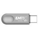 Emtec D280 Dual USB flash drive 64 GB USB Type-A / USB Type-C 3.2 Gen 1 (3.1 Gen 1) Silver