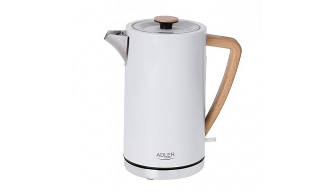 Adler AD 1347W electric kettle 1.5 L 2200 W White, Wood