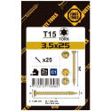 CHIPBOARD SCR T15 3.5X25 YELL ZN25PCS