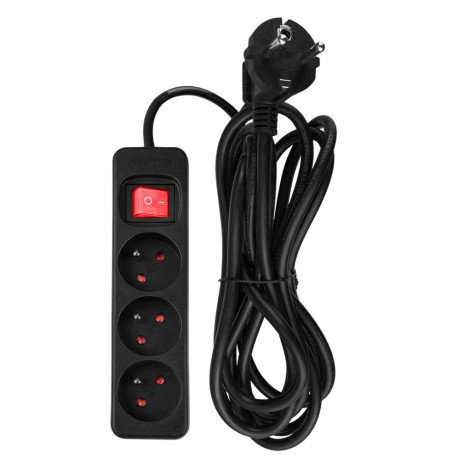 Pikendusjuhe 3 m, 3 x 1.5 mm2, 3G, must, ON/OFF