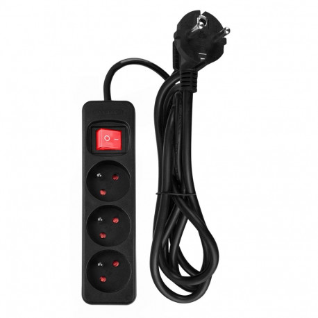 Pikendusjuhe 1.5 m, 3 x 1.5 mm2, 3G, must, ON/OFF