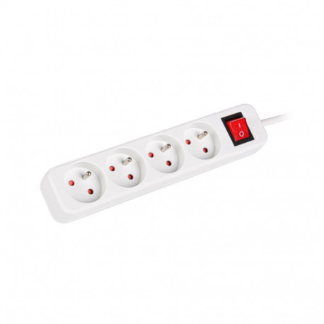 POWER STRIP LANBERG 1.5M 4X FRENCH OUTLETS WITH SWITCH QUALITY-GRADE COPPER CABLE WHITE