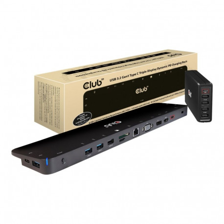CLUB 3D USB 3.2 Gen1 Type C kolme ekraaniga dünaamiline PD laadimise dokk