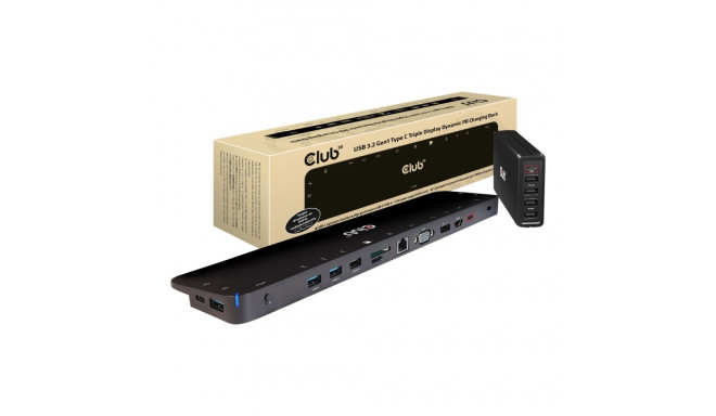 CLUB 3D USB 3.2 Gen1 Type C kolmekordse ekraaniga dünaamiline PD laadimise dokkimisjaam
