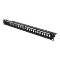 DIGITUS Modular patch panel shielded 24 port blank 1U rack mount color black transparent logo fields