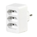 Schuko adapter, schuko plug > 3x euro socket, white, compact type