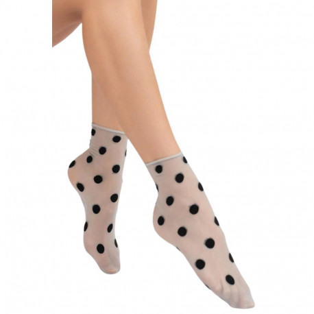 SOKISAHTEL KYLIE helehallid täpilised õhukesed sokid 444