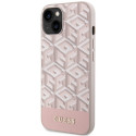 Guess GUHMP14SHGCFSEP iPhone 14 / 15 / 13 6.1" pink/pink hard case GCube Stripes MagSafe