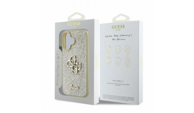 Guess GUHCP16SHG4SGD iPhone 16 6.1" kuldne kõvakate Fixed Glitter Big 4G